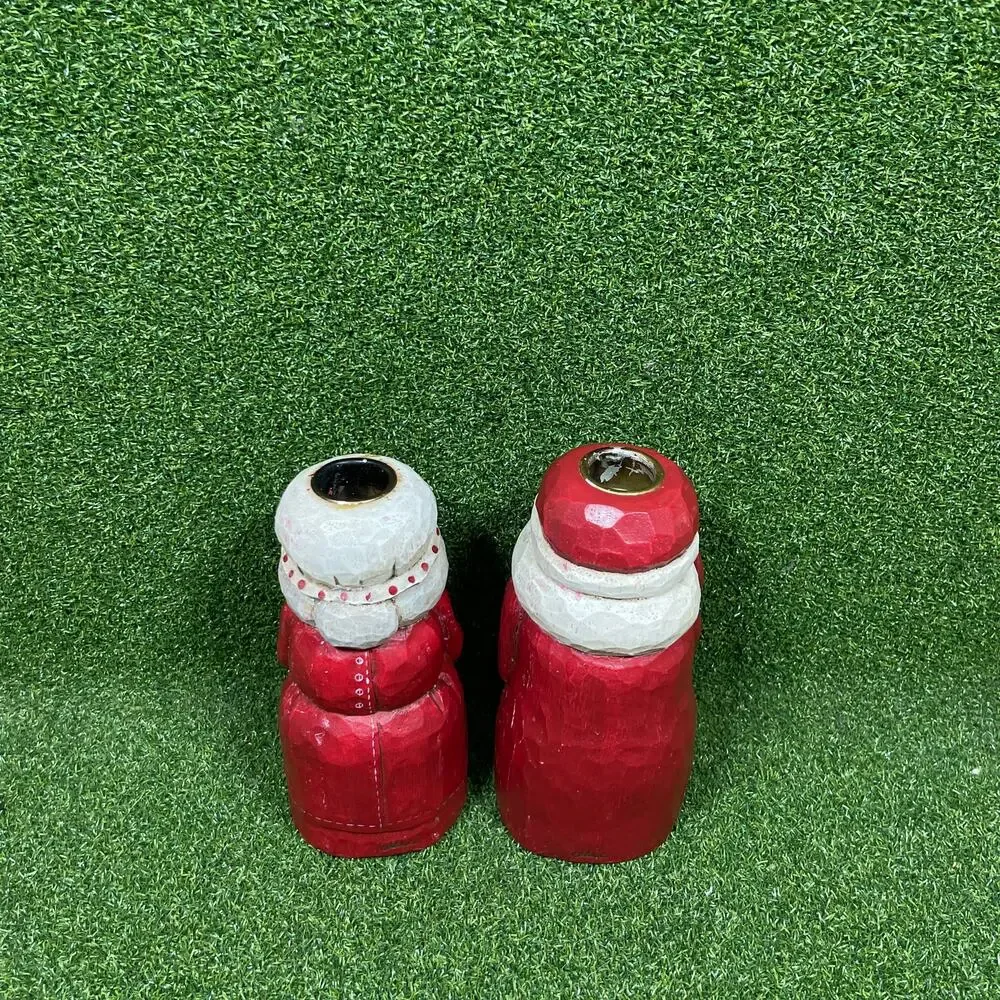 Eddie Walker Midwest of Cannon Falls Santa Mrs Claus Candle Holders Folk Art
